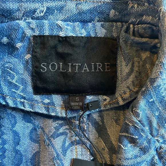 Solitaire NWT paisley denim blazer with front button size S - Picture 3 of 8